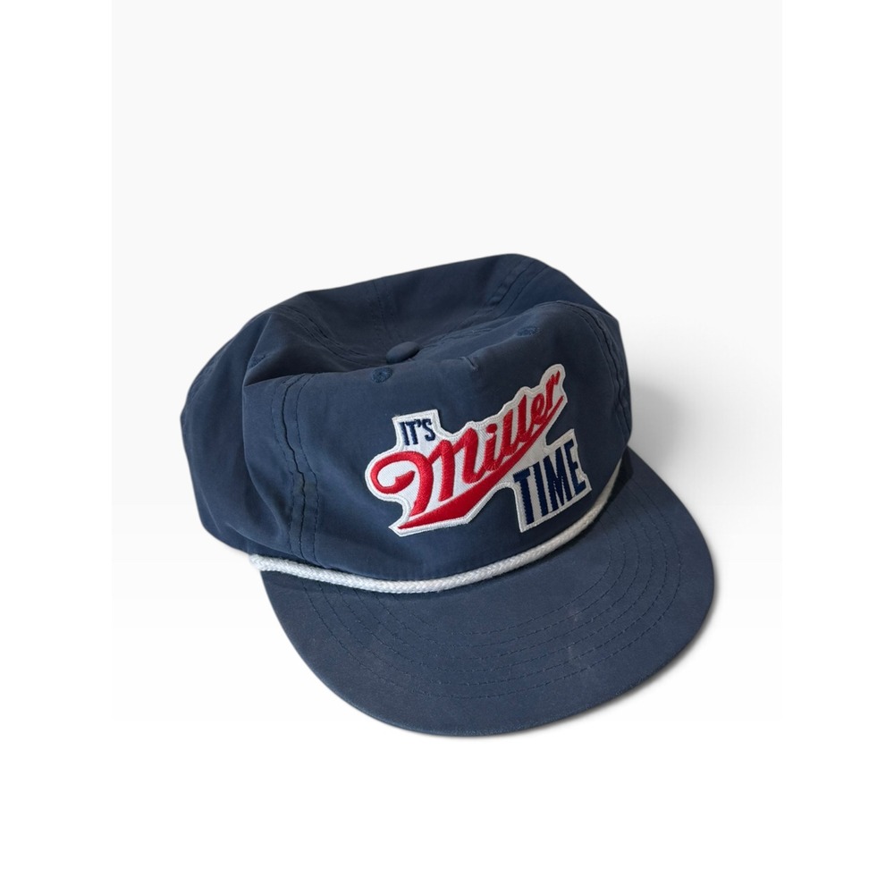 Miller Lite Its Miller Time Snapback Hat Navy Rope Cap Beer Logo Retro Style